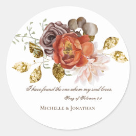 Verbrande Sinaasappel Blush Bloemen Christelijk Bi Ronde Sticker