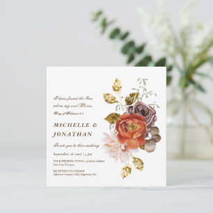 Verbrande Sinaasappel Blush Goud Bloemen Christeli Kaart