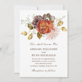 Verbrande Sinaasappel Blush Goud Bloemen Christeli Kaart (Voorkant)