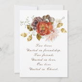 Verbrande Sinaasappel Blush Goud Bloemen Christeli Kaart (Achterkant)