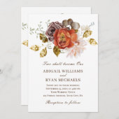 Verbrande Sinaasappel Blush Goud Bloemen Christeli Kaart (Voorkant / Achterkant)