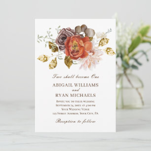 Verbrande Sinaasappel Blush Goud Bloemen Christeli Kaart