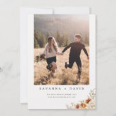 Verbrande Sinaasappel Boho Floral Pampas bruiloft Kaart (Achterkant)