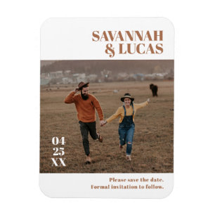 Verbrande Sinaasappel Boho foto Save the Date Magneet