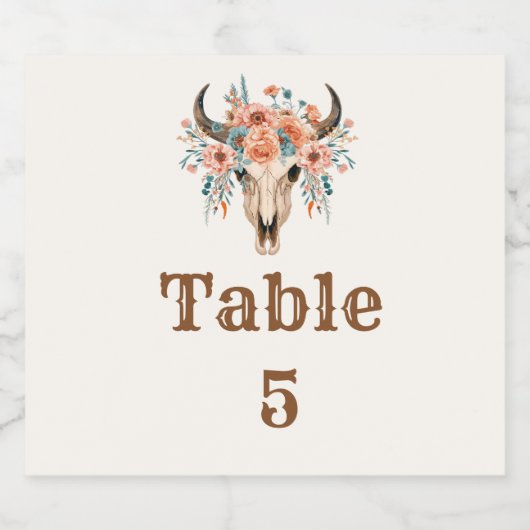 Verbrande Sinaasappel Boho Western Cowboy Bruiloft Sparkling Wijnetiket (Enkel label)