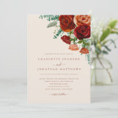 Verbrande Sinaasappel Bourgondische Rozen Rustieke Kaart (Staand voorkant)