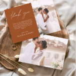 Verbrande Sinaasappel bruiloft minimalist bedankka Flyer<br><div class="desc">Budget Wedding Dank u Kaarten die een foto op de voor- en achterkant hebben. Dank u kaarten bevat een moderne hand geschreven kromme manuscripttypografie die elegant,  eenvoudig en modern zijn om na u de dag van de bruiloft te gebruiken.</div>