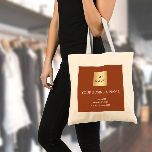 Verbrande sinaasappel business logo tote bag
