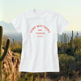 Verbrande Sinaasappel Crest Familie Camping Trip V T-shirt