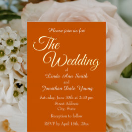Verbrande Sinaasappel Eenvoudige Stijl Bruiloft Folie Uitnodiging