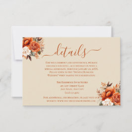 Verbrande Sinaasappel en Rust Bloemen Details Behu Kaart