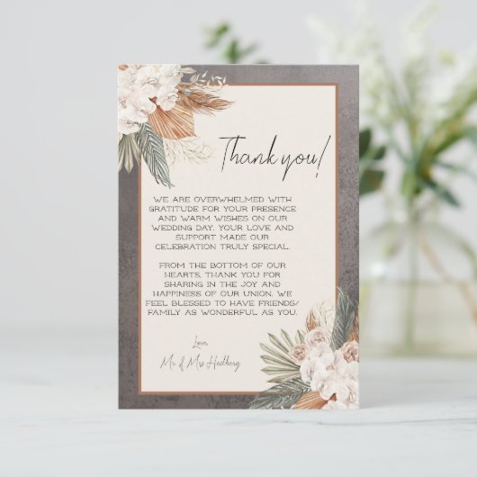 Verbrande Sinaasappel en Sage Green Wedding Dank u Bedankkaart (Staand voorkant)