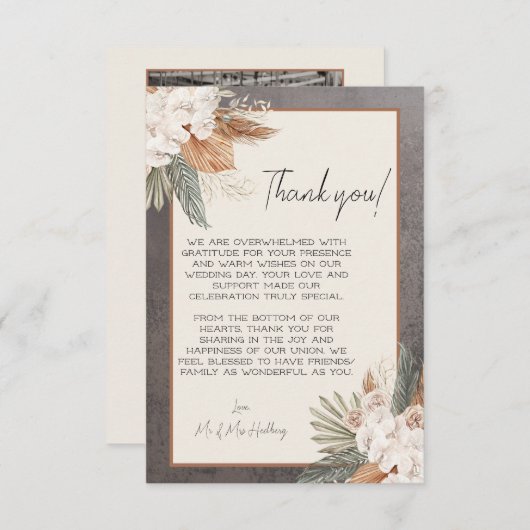 Verbrande Sinaasappel en Sage Green Wedding Dank u Bedankkaart (Voorkant / Achterkant)