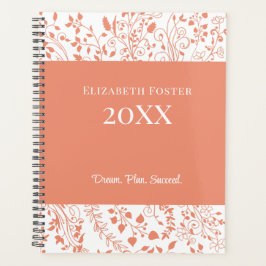 Verbrande Sinaasappel en Witte Bloemen Custom Plan Planner