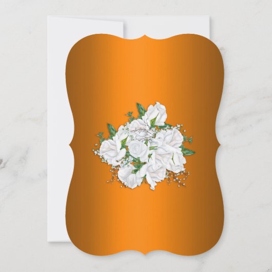 Verbrande Sinaasappel en witte rozen bruiloft Kaart (Achterkant)