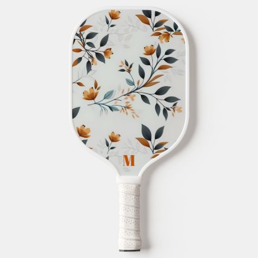 Verbrande Sinaasappel en witte veldbloem Monogram Pickleball Paddle (Voorkant)
