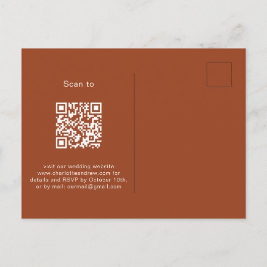 Verbrande sinaasappel eucalyptus QR code details b Uitnodiging Briefkaart (Achterkant)