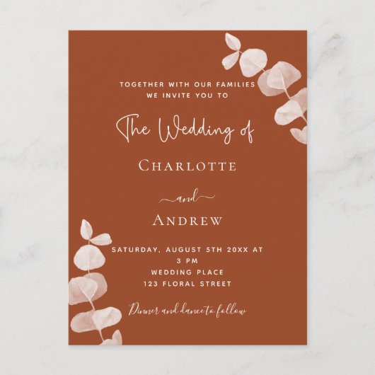 Verbrande sinaasappel eucalyptus QR code details b Uitnodiging Briefkaart (Voorkant)