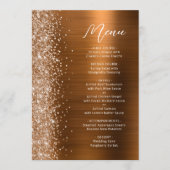 Verbrande Sinaasappel Glam Glitter Script Wedding Menu (Voorkant)