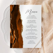 Verbrande Sinaasappel Gold Agate Script Wedding Menu