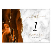 Verbrande Sinaasappel Gouden Agaat Marmer Bruiloft Kaart (Voorkant)