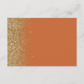 Verbrande Sinaasappel Gouden Glitter Edge Bruiloft Informatiekaartje (Achterkant)