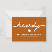 Verbrande Sinaasappel Howdy Houndstooth Notitiekaartje (Voorkant)