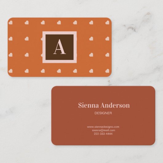 Verbrande Sinaasappel Mini Harten Achtergrond Mono Visitekaartje (Voorkant / Achterkant)