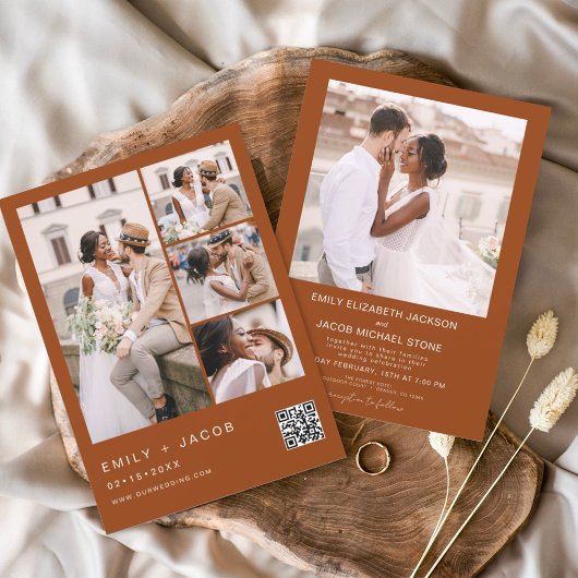 Verbrande Sinaasappel minimalistische foto QR code Kaart