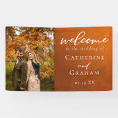 Verbrande Sinaasappel Paar Foto Herfst Bruiloft We Spandoek (Horizontaal)