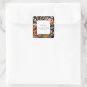 Verbrande Sinaasappel pioenen Bloemenschilderij Go Vierkante Sticker (Tas)