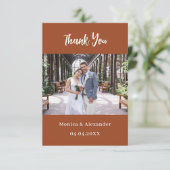 Verbrande sinaasappel QR code trouwfoto dank u kaa Kaart (Staand voorkant)