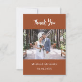 Verbrande sinaasappel QR code trouwfoto dank u kaa Kaart (Voorkant)