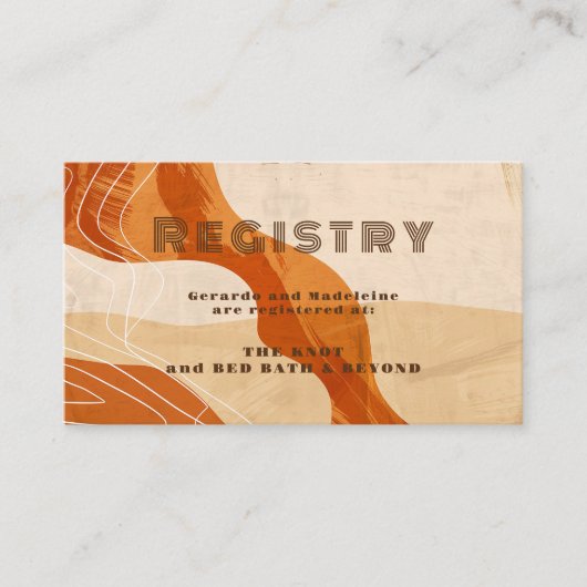 Verbrande sinaasappel retro bruiloft douche Gift R Informatiekaartje (Voorkant)