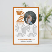 Verbrande Sinaasappel Retro Grote Nummers Afstuder Kaart (Staand voorkant)