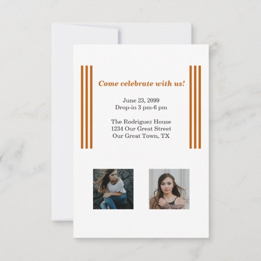 Verbrande Sinaasappel Retro Grote Nummers Afstuder Kaart (Achterkant)