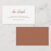 Verbrande Sinaasappel Roest Terracotta Elegant Bru Informatiekaartje (Voorkant / Achterkant)