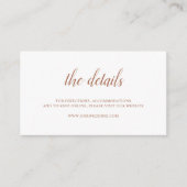 Verbrande Sinaasappel Roest Terracotta Elegant Bru Informatiekaartje (Voorkant)