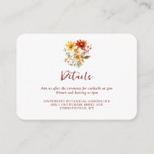 Verbrande Sinaasappel Rust Bloemen Vallen Bruiloft Informatiekaartje (Voorkant)