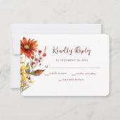 Verbrande Sinaasappel Rust Bloemen Vallen Bruiloft RSVP Kaartje (Voorkant)