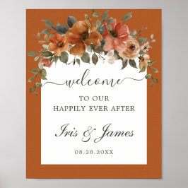 Verbrande Sinaasappel Rust Bloemenboog Fall Weddin Poster