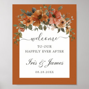 Verbrande Sinaasappel Rust Bloemenboog Fall Weddin Poster