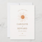 Verbrande Sinaasappel Sun Retro Boho Save the Date (Voorkant)