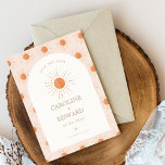 Verbrande Sinaasappel Sun Retro Boho Save the Date<br><div class="desc">Foto gebrand Sinaasappel Sun Retro Boho Save the Date Qr Code</div>