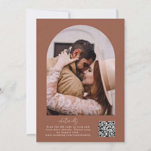 Verbrande Sinaasappel Terracotta Modern Boho Bruil Kaart (Achterkant)