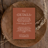 Verbrande Sinaasappel Terracotta Monogram Bruiloft Informatiekaartje