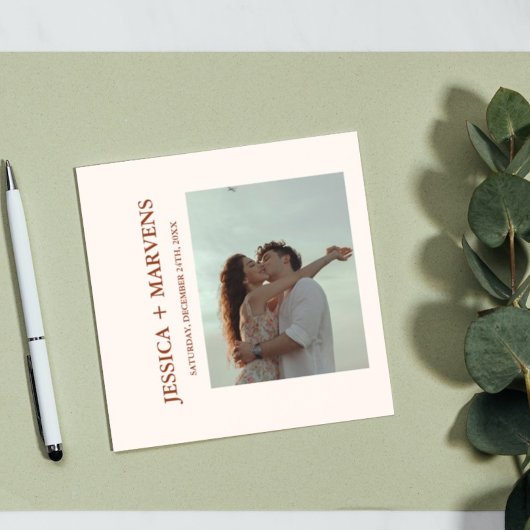 Verbrande Sinaasappel Terracotta Rust bruiloft uit Aankondiging