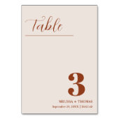 Verbrande sinaasappel Trouwdecor Tafelnummer Kaart (Voorkant)