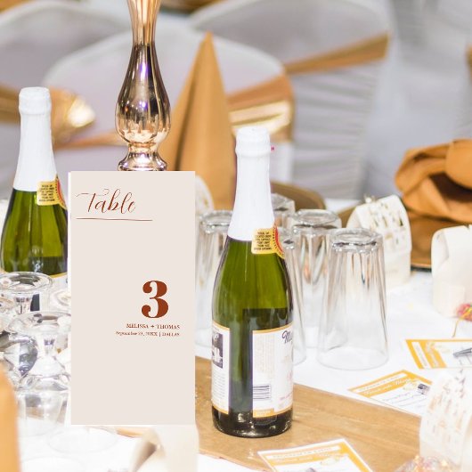 Verbrande sinaasappel Trouwdecor Tafelnummer Kaart