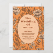 Verbrande Sinaasappel Wildflower bruiloft Kaart (Voorkant)